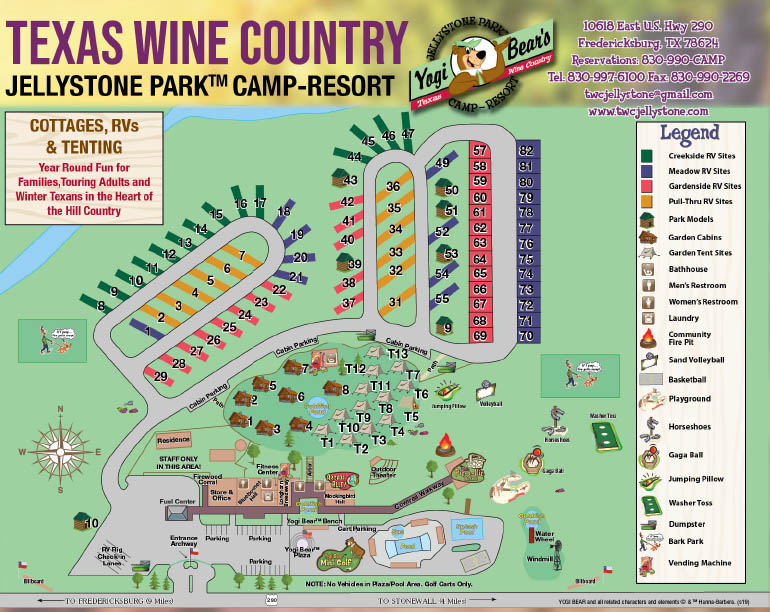 2019 campground map for texas wine country jellystone