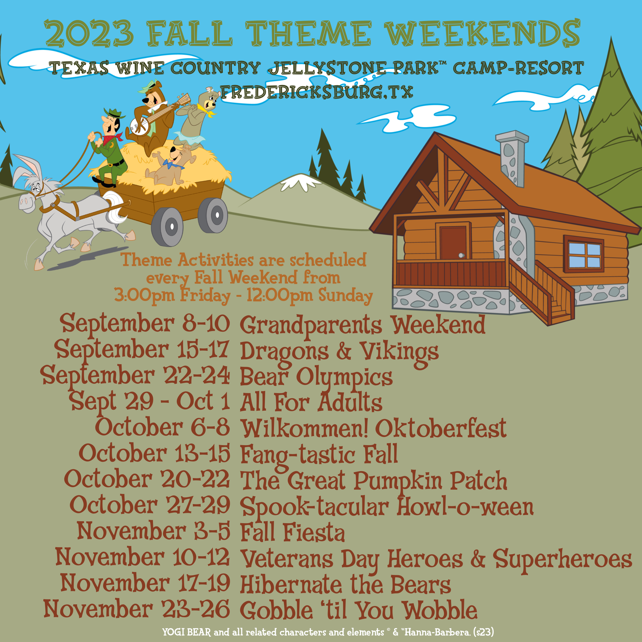 2023 Fall Theme Weekends List