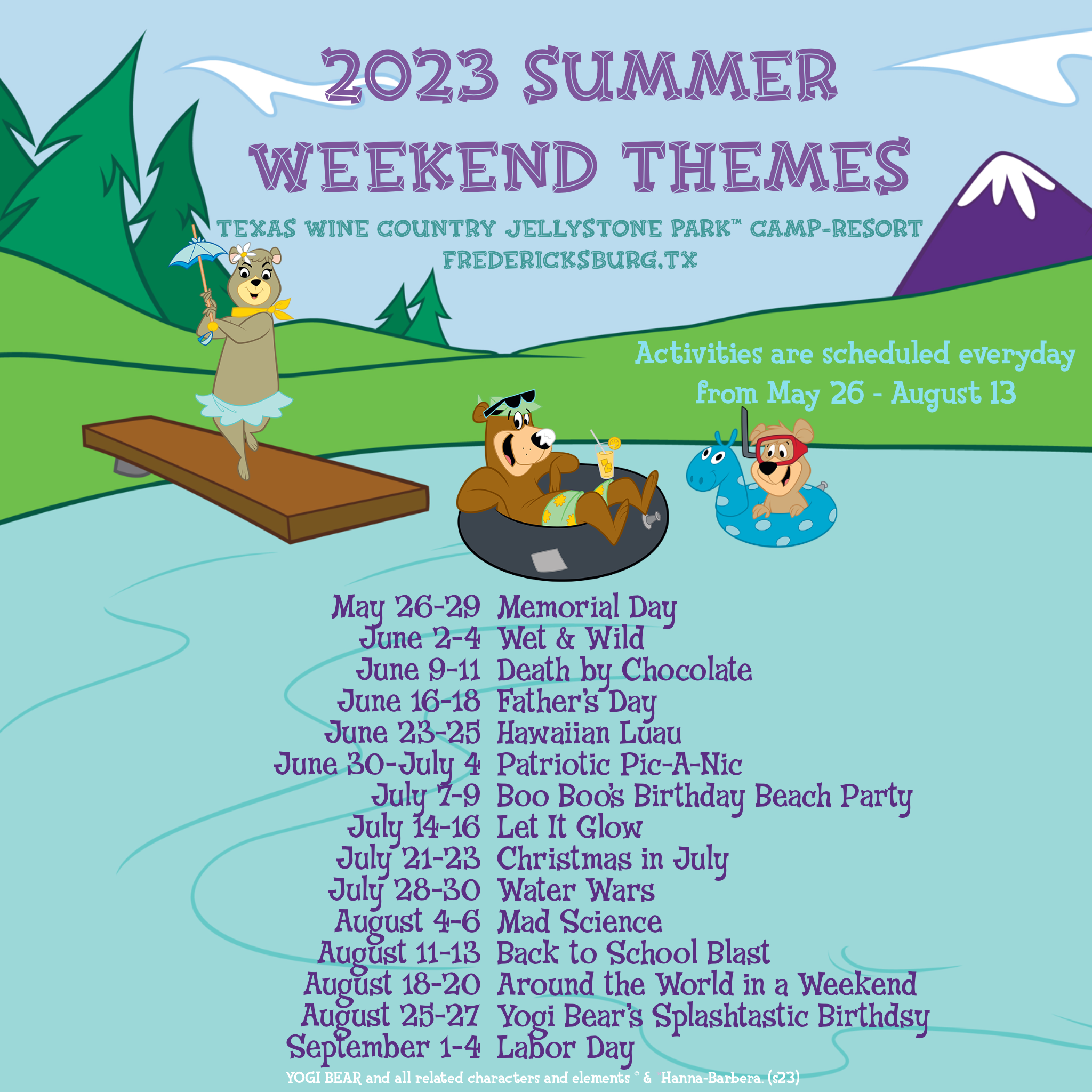 2023 Summer Theme Weekends List